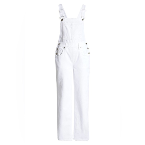 NWT Good American Good 90s white denim Overalls - Picture 3 of 16